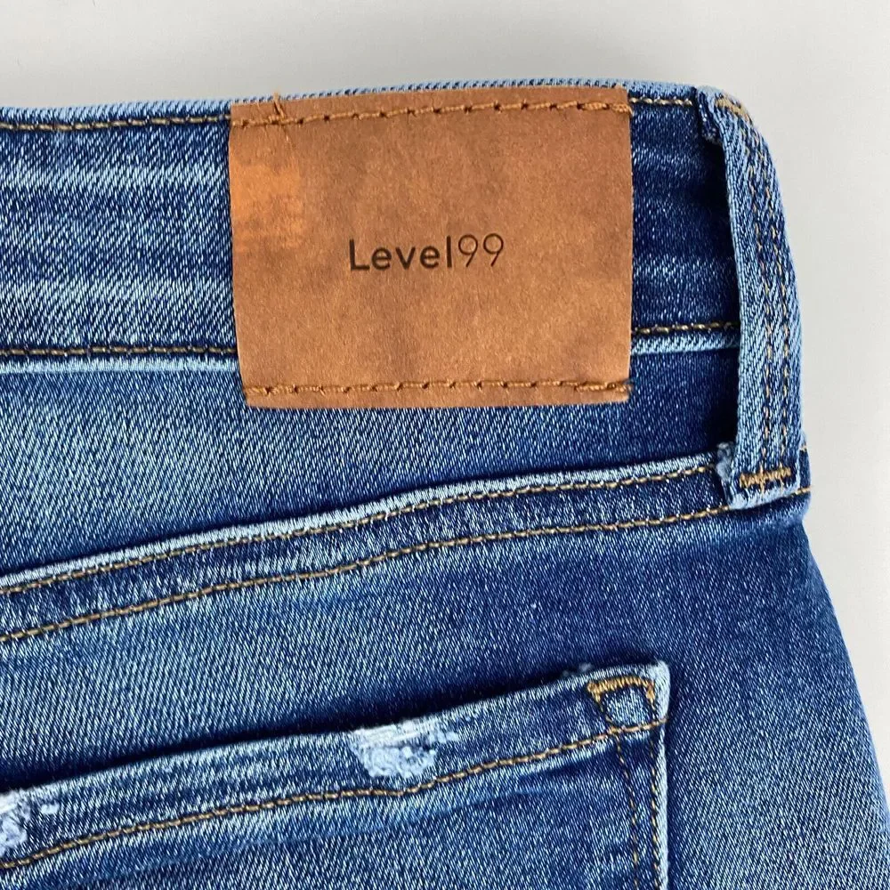 Anthropologie Level 99 Megan Jean Shorts Sz 30 Blue‎ Stretch Denim Cuffed - Picture 4 of 10